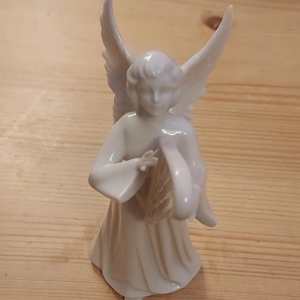 Vintage Dresden porcelain angel with harp